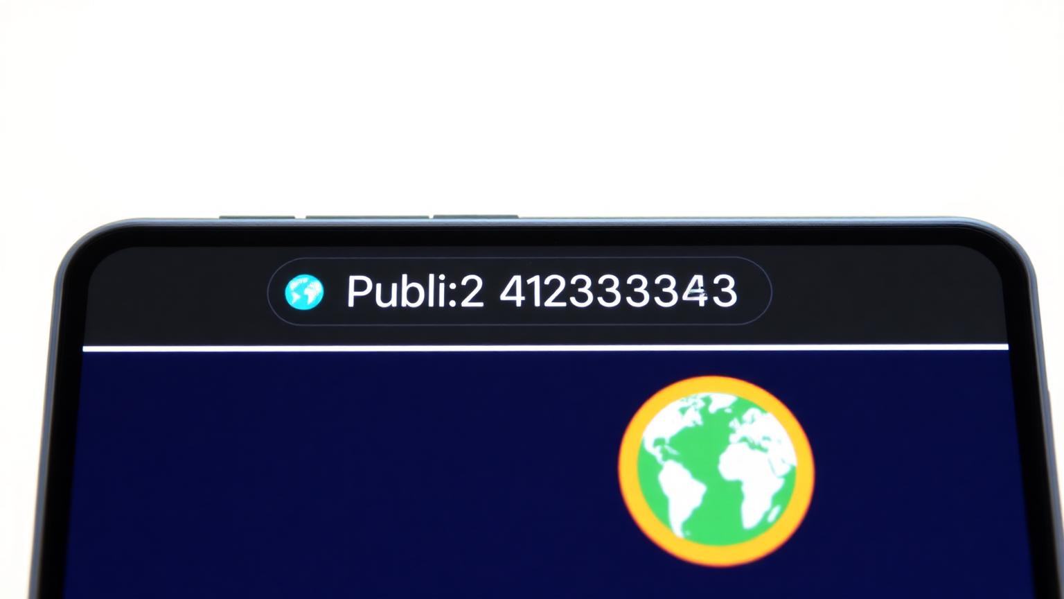 Android browser showing public IP address lookup result with globe icon